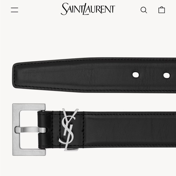 Saint Laurent Accessories - CASSANDRE BELT IN SMOOTH LEATHER BLACK 75